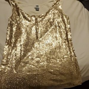 Gold sequin tank top